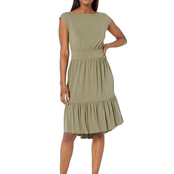 NEW Mododoc Women's XS Cap Sleeve T-Shirt Midi Casual Layering Flowy Black Dress - Picture 3 of 7